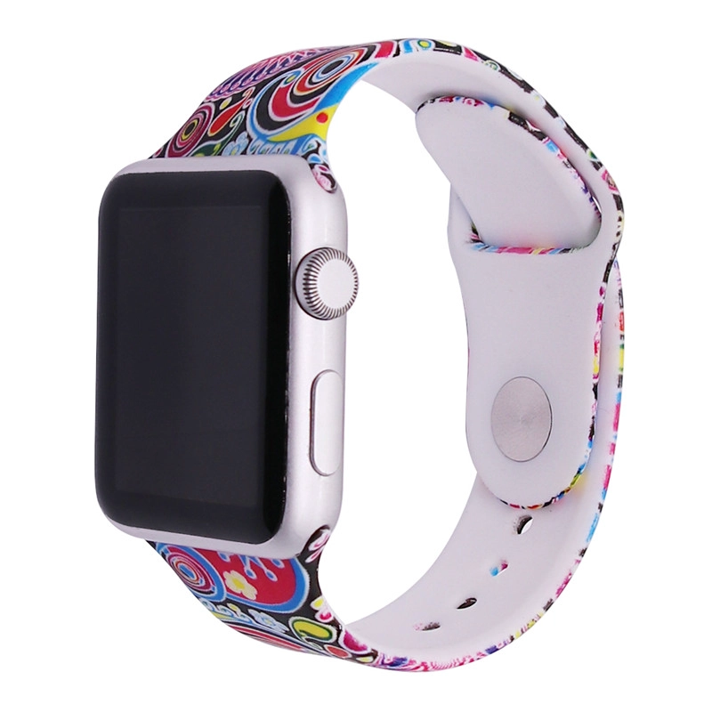 CBIW1050 Trendybay patrón impreso deporte correa de reloj de goma suave para iWatch
