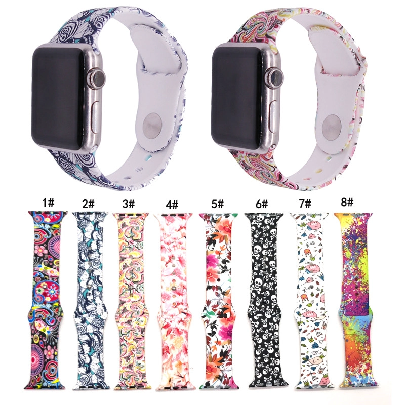 CBIW1050 Trendybay patrón impreso deporte correa de reloj de goma suave para iWatch