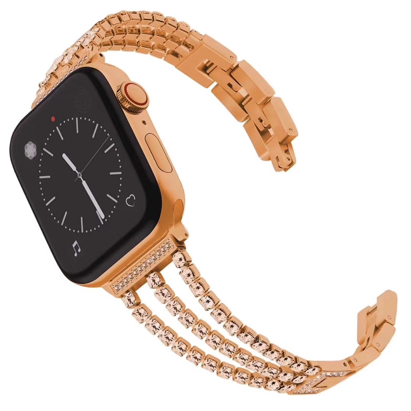 Apple Watch 4 3 2 1用CBIW1054ダイヤモンドラインストーンメタルジュエリーリストバンドストラップ