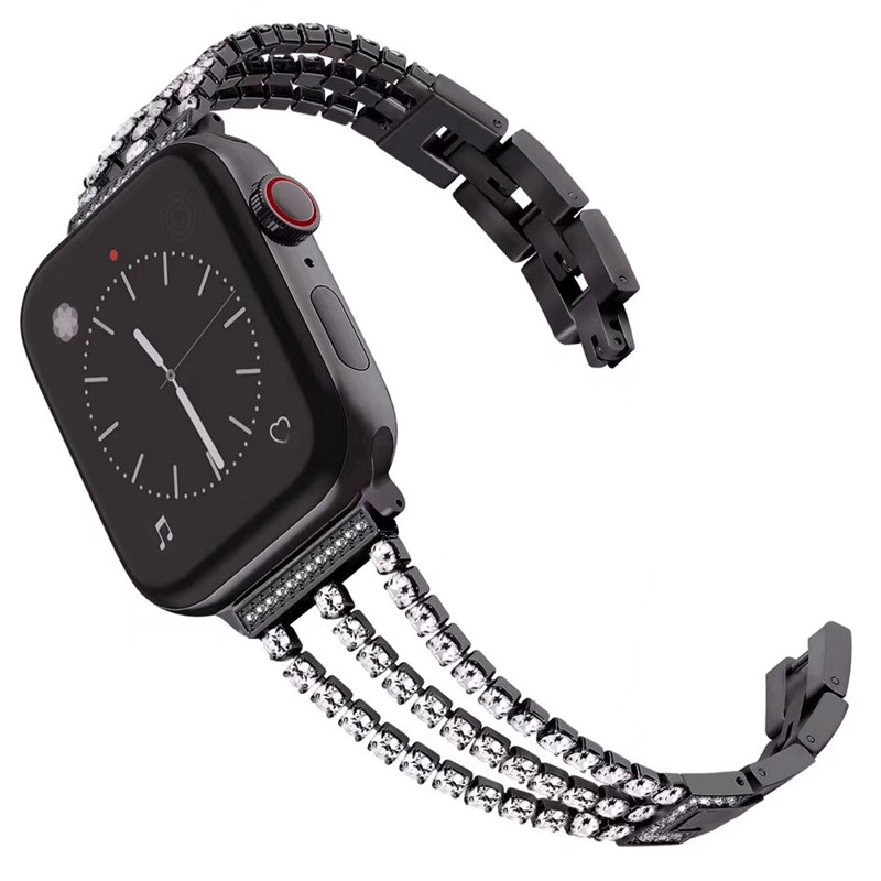 Apple Watch 4 3 2 1用CBIW1054ダイヤモンドラインストーンメタルジュエリーリストバンドストラップ