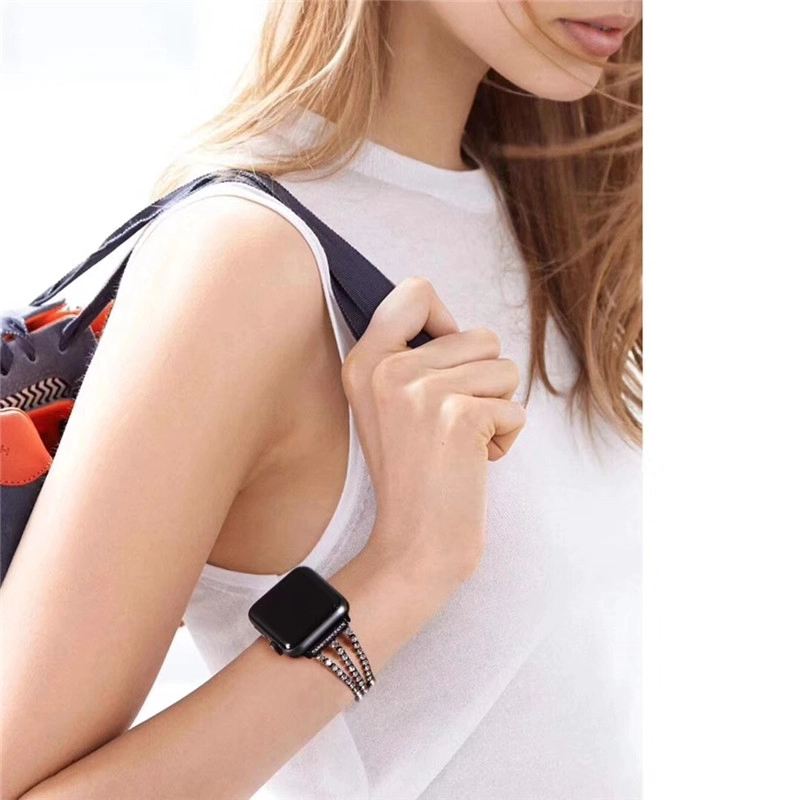 Apple Watch 4 3 2 1用CBIW1054ダイヤモンドラインストーンメタルジュエリーリストバンドストラップ