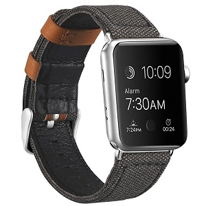 CBIW124 Canvas Leder Uhrenarmbänder für Apple iWacth Series 5 4 3 2 1