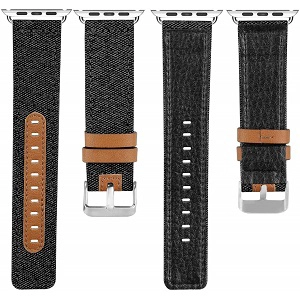CBIW124 Canvas Leder Uhrenarmbänder für Apple iWacth Series 5 4 3 2 1