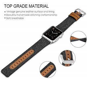 CBIW124 Canvas Leder Uhrenarmbänder für Apple iWacth Series 5 4 3 2 1