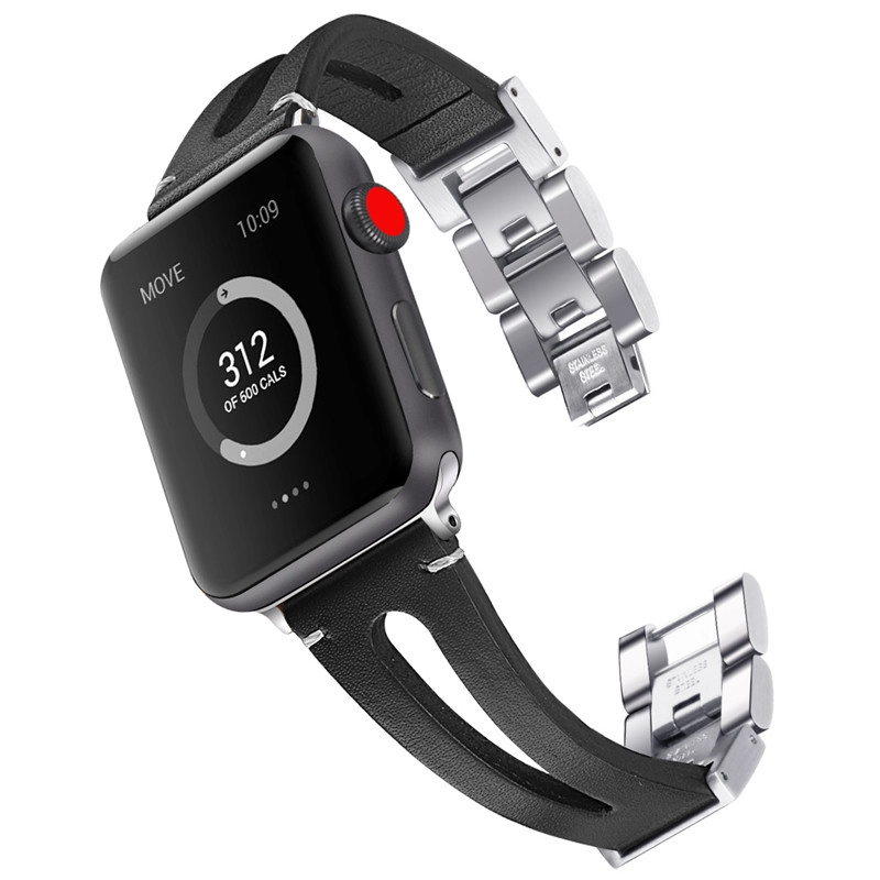 CBIW126 Correa de reloj de cuero genuino para el reloj de Apple 1 2 3