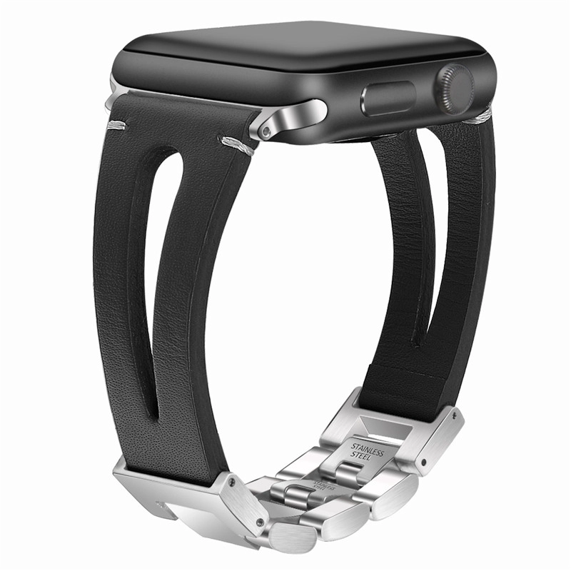 CBIW126 Correa de reloj de cuero genuino para el reloj de Apple 1 2 3
