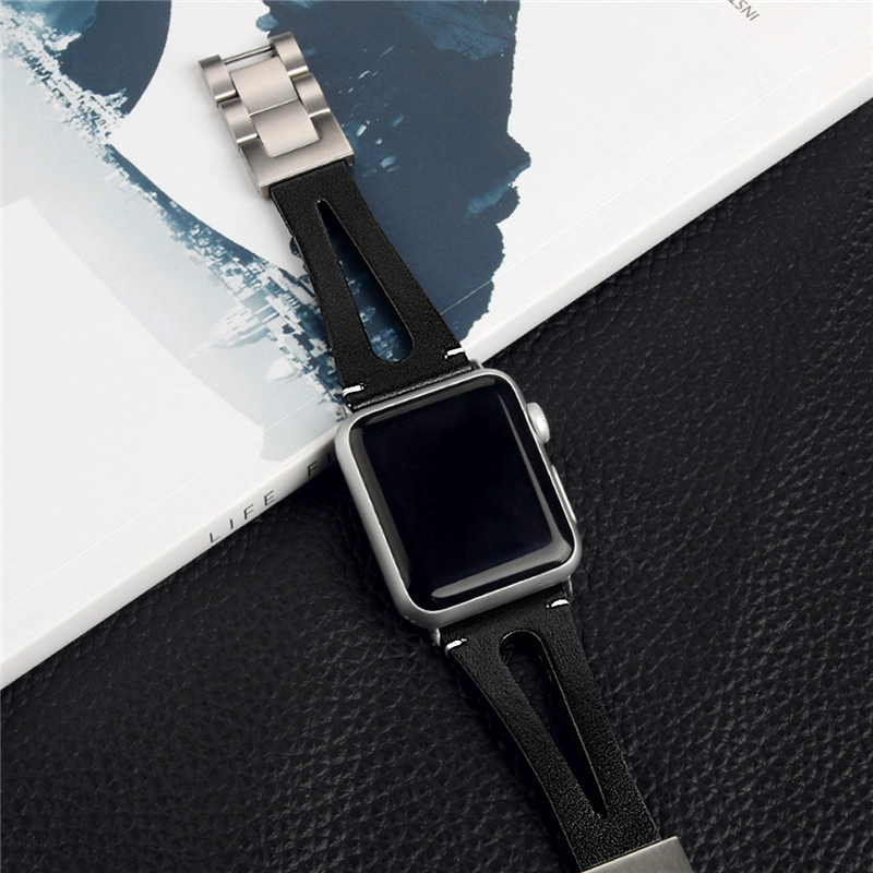 CBIW126 Correa de reloj de cuero genuino para el reloj de Apple 1 2 3