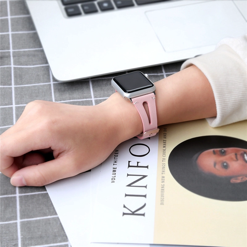 Apple Watch İçin CBIW130 İnce Nefes İnek Derisi Deri Kayış