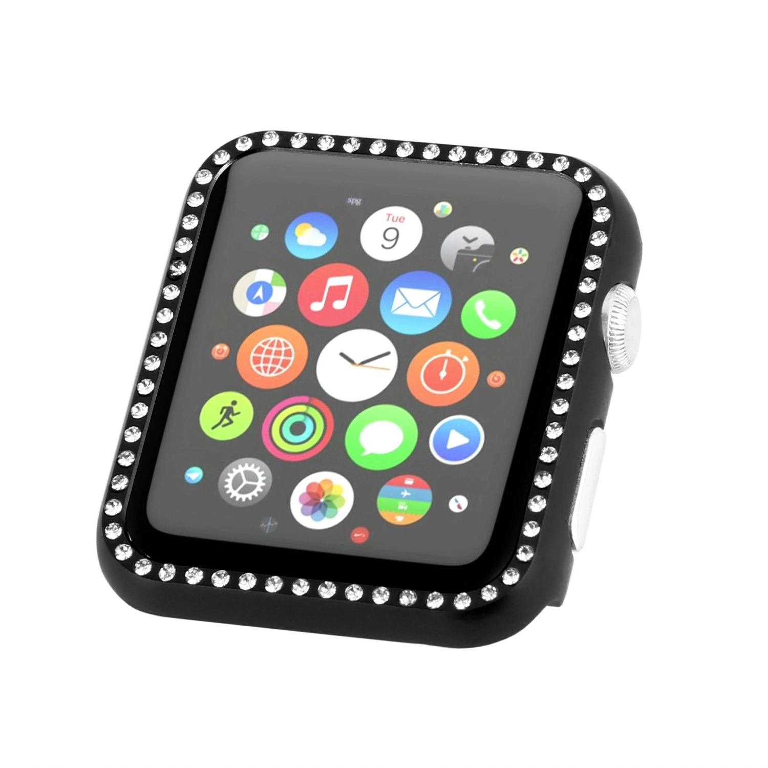 CBIW138 Shiny Rhinestone Metal Bumper estuche protector para Apple Watch