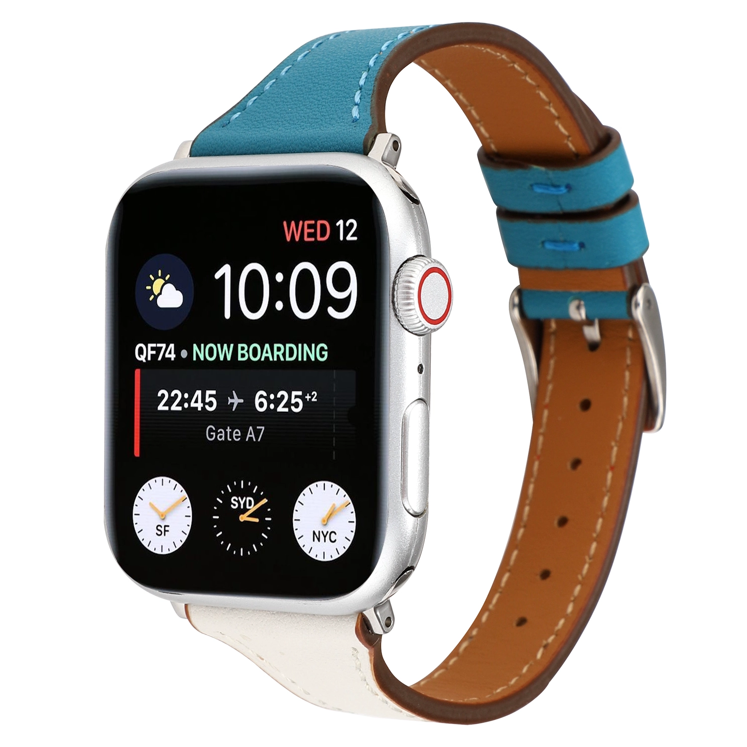 CBIW204 سليم رقيق جلد طبيعي حزام ساعة معصم لـ iWatch Series 6 5 4 3 SE معصم
