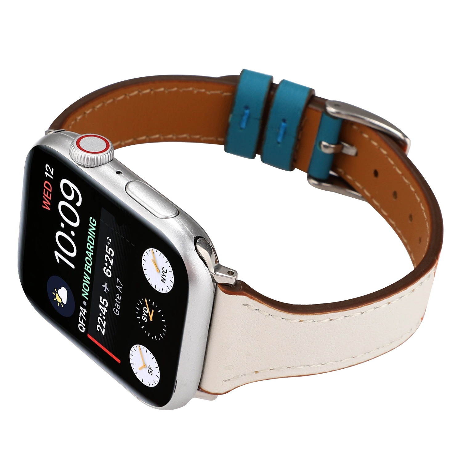 CBIW204 سليم رقيق جلد طبيعي حزام ساعة معصم لـ iWatch Series 6 5 4 3 SE معصم