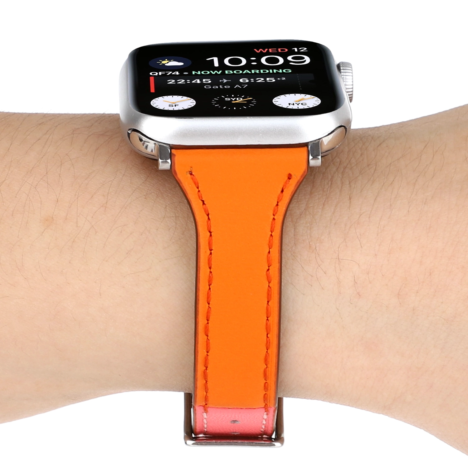 CBIW204 سليم رقيق جلد طبيعي حزام ساعة معصم لـ iWatch Series 6 5 4 3 SE معصم