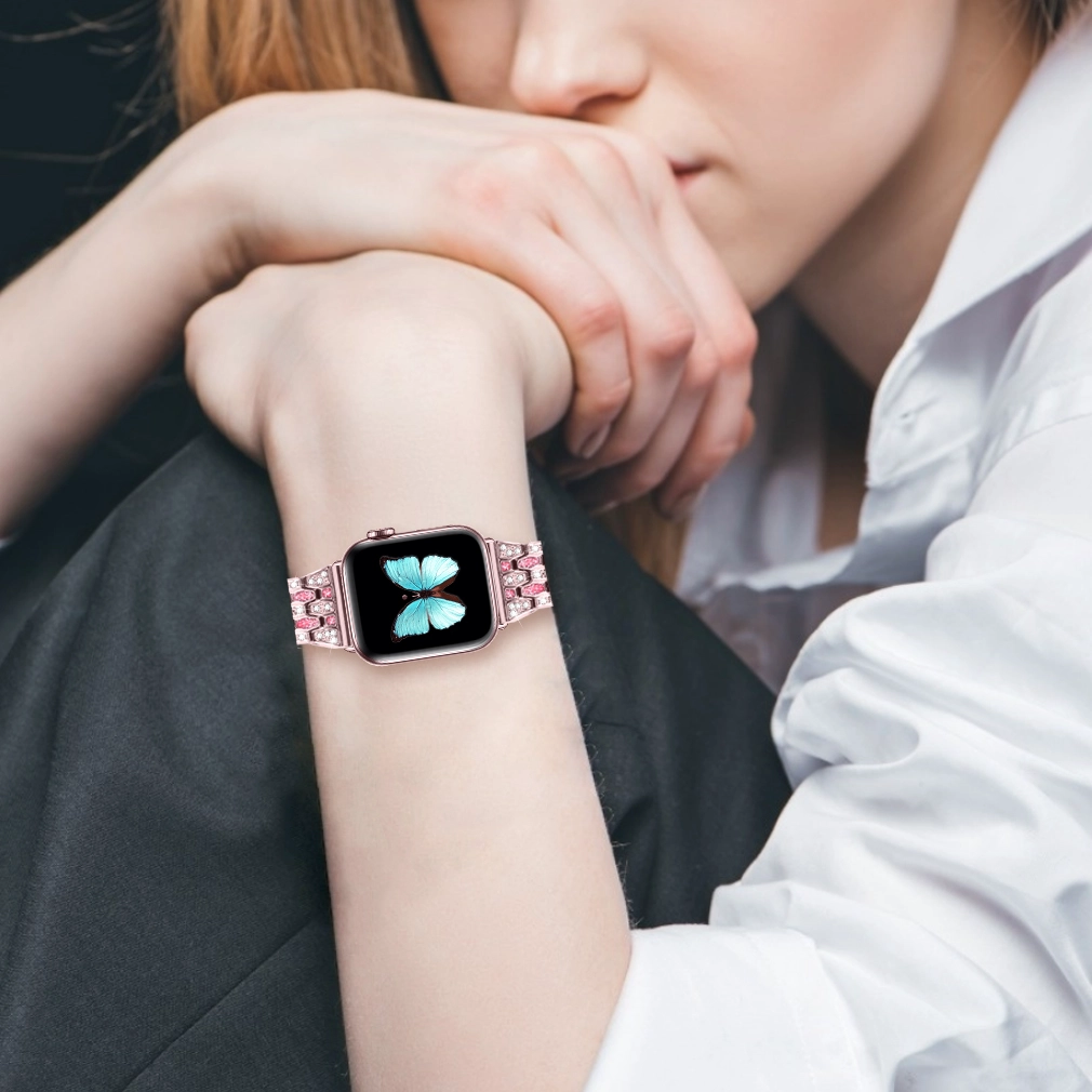 CBIW233 Bling Diamond Metal Reemplazo de reloj de pulsera para Apple Watch