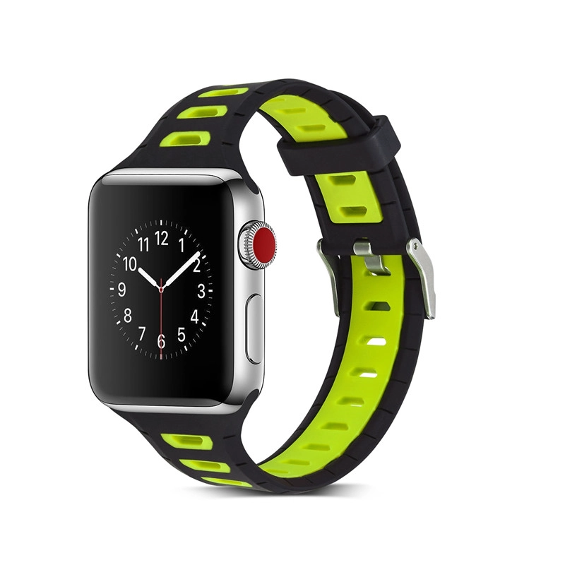 CBIW25 Correa deportiva de silicona suave transpirable de doble color para reloj de Apple