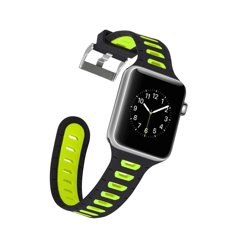 CBIW25 Correa deportiva de silicona suave transpirable de doble color para reloj de Apple