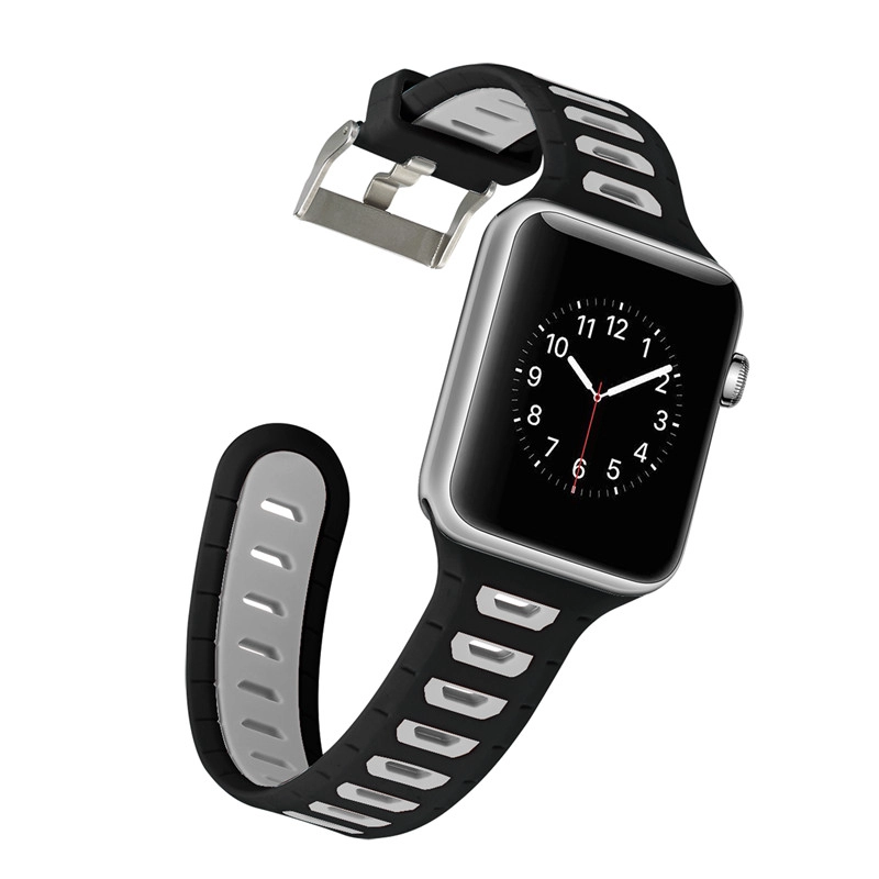 CBIW25 Correa deportiva de silicona suave transpirable de doble color para reloj de Apple