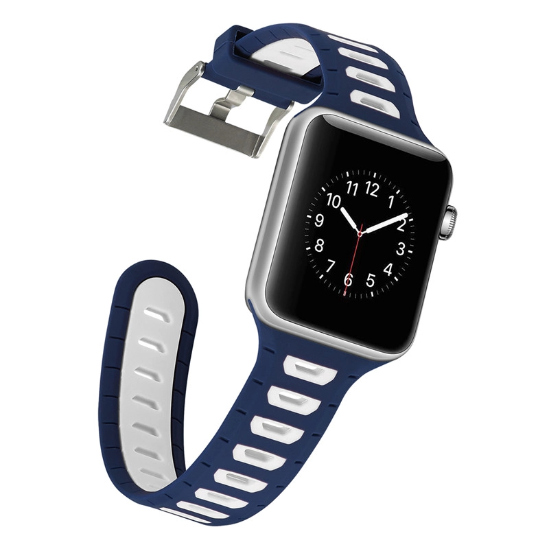 CBIW25 Correa deportiva de silicona suave transpirable de doble color para reloj de Apple