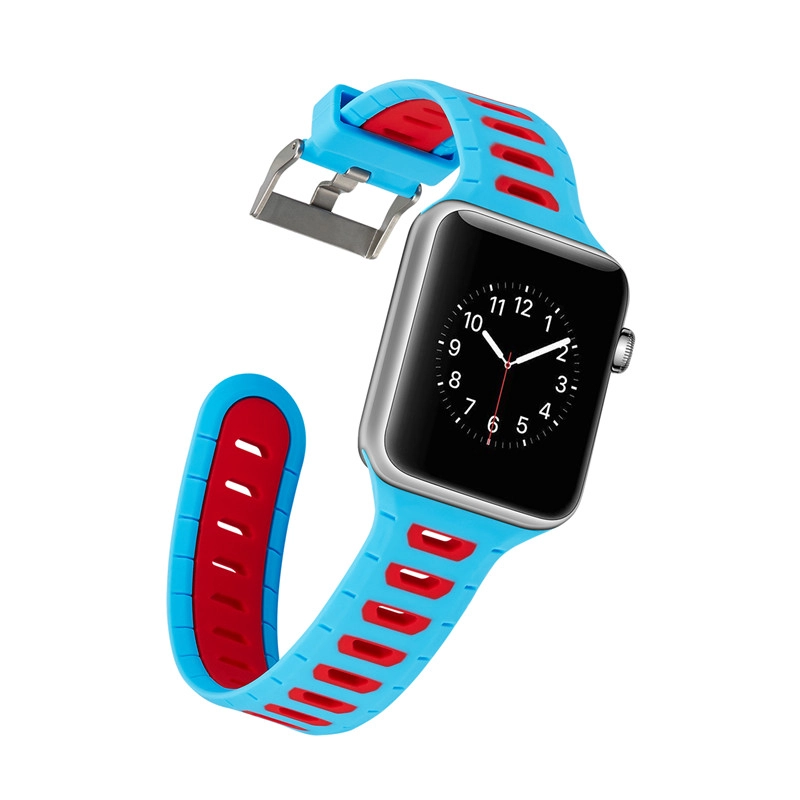CBIW25 Correa deportiva de silicona suave transpirable de doble color para reloj de Apple