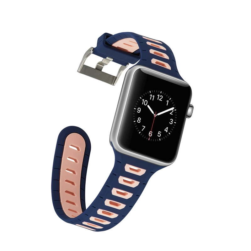 CBIW25 Correa deportiva de silicona suave transpirable de doble color para reloj de Apple