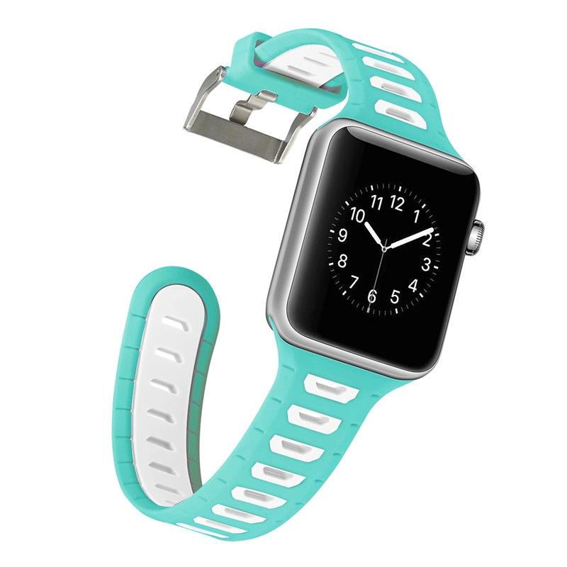 CBIW25 Correa deportiva de silicona suave transpirable de doble color para reloj de Apple