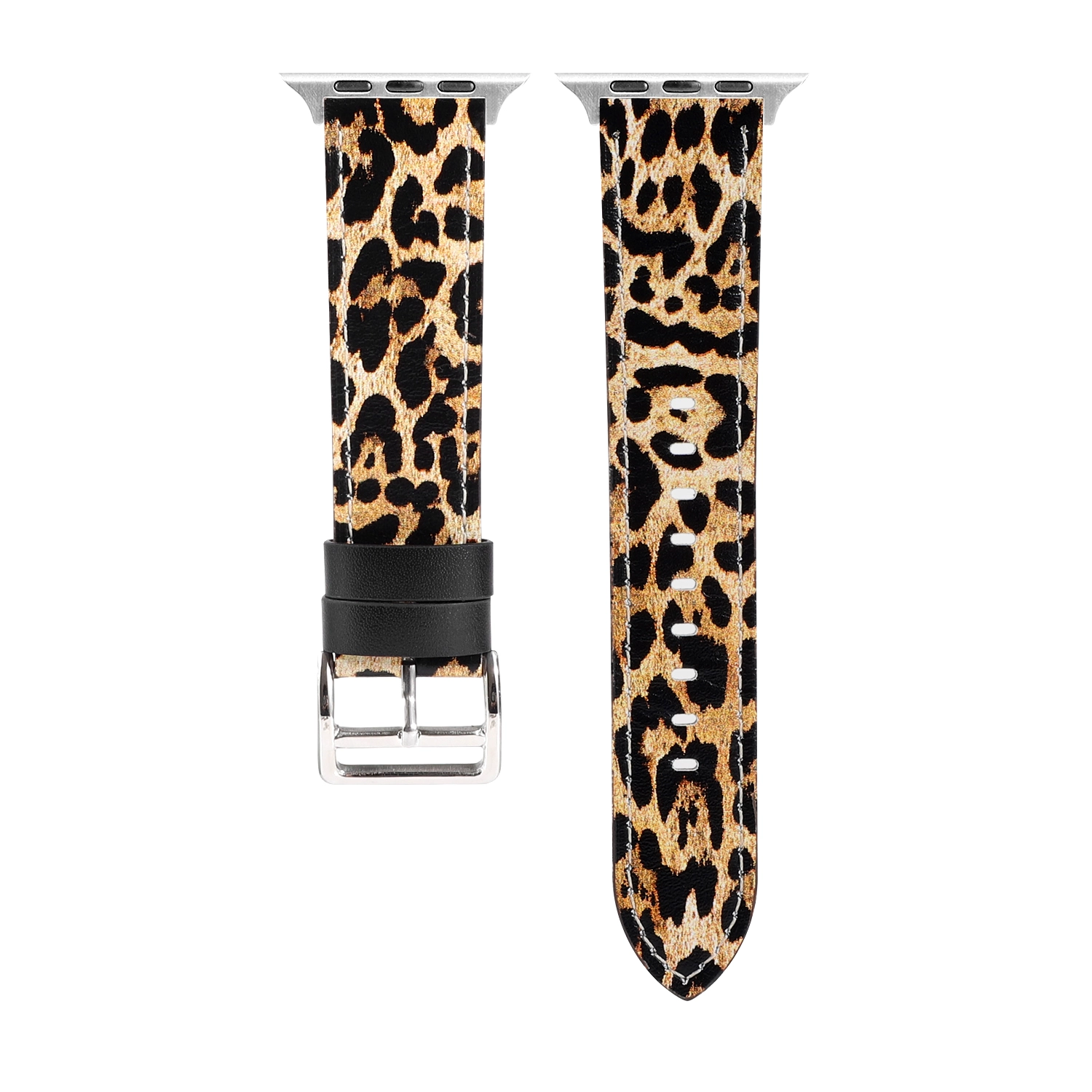 CBIW252 Patrón de impresión de leopardo Banda de reloj de cuero real para la correa de pulsera de iWatch 44mm 42mm 40mm 38mm