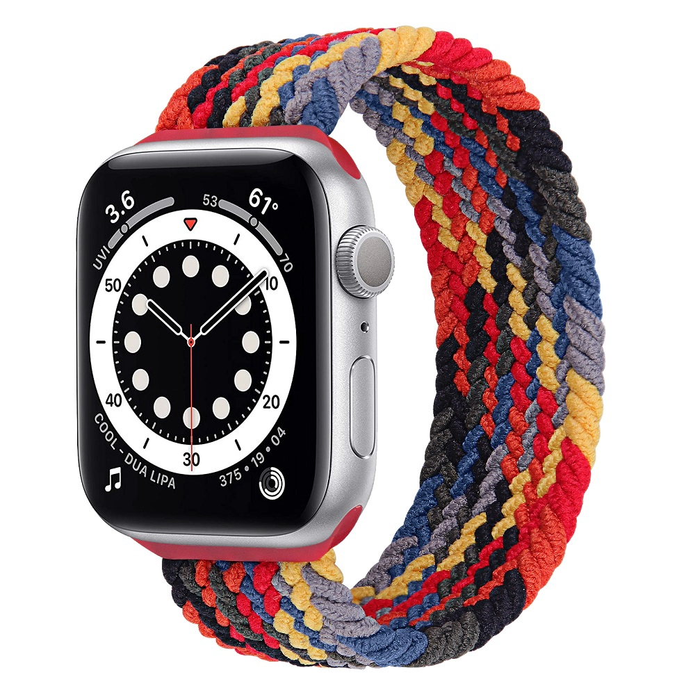 CBIW258 Tela Elástica Nylon Correa de bucle solitario trenzado para Apple Watch Band Series 6 SE 5 4 3 44mm 40mm 38mm 42mm
