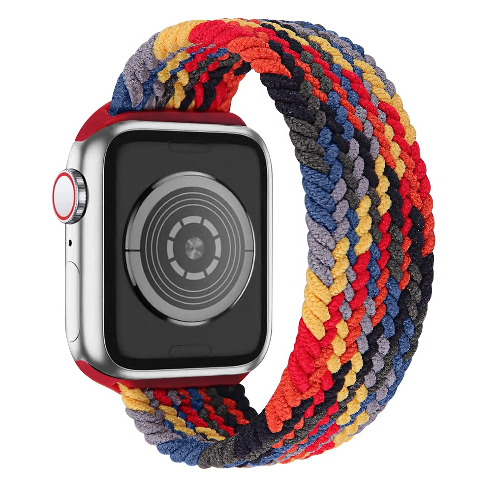 CBIW258 Tela Elástica Nylon Correa de bucle solitario trenzado para Apple Watch Band Series 6 SE 5 4 3 44mm 40mm 38mm 42mm