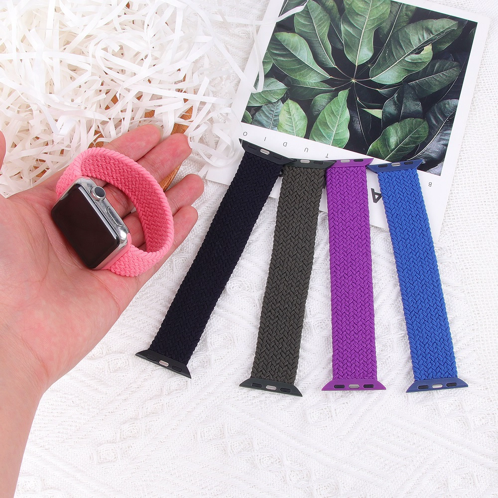 CBIW258 Tela Elástica Nylon Correa de bucle solitario trenzado para Apple Watch Band Series 6 SE 5 4 3 44mm 40mm 38mm 42mm