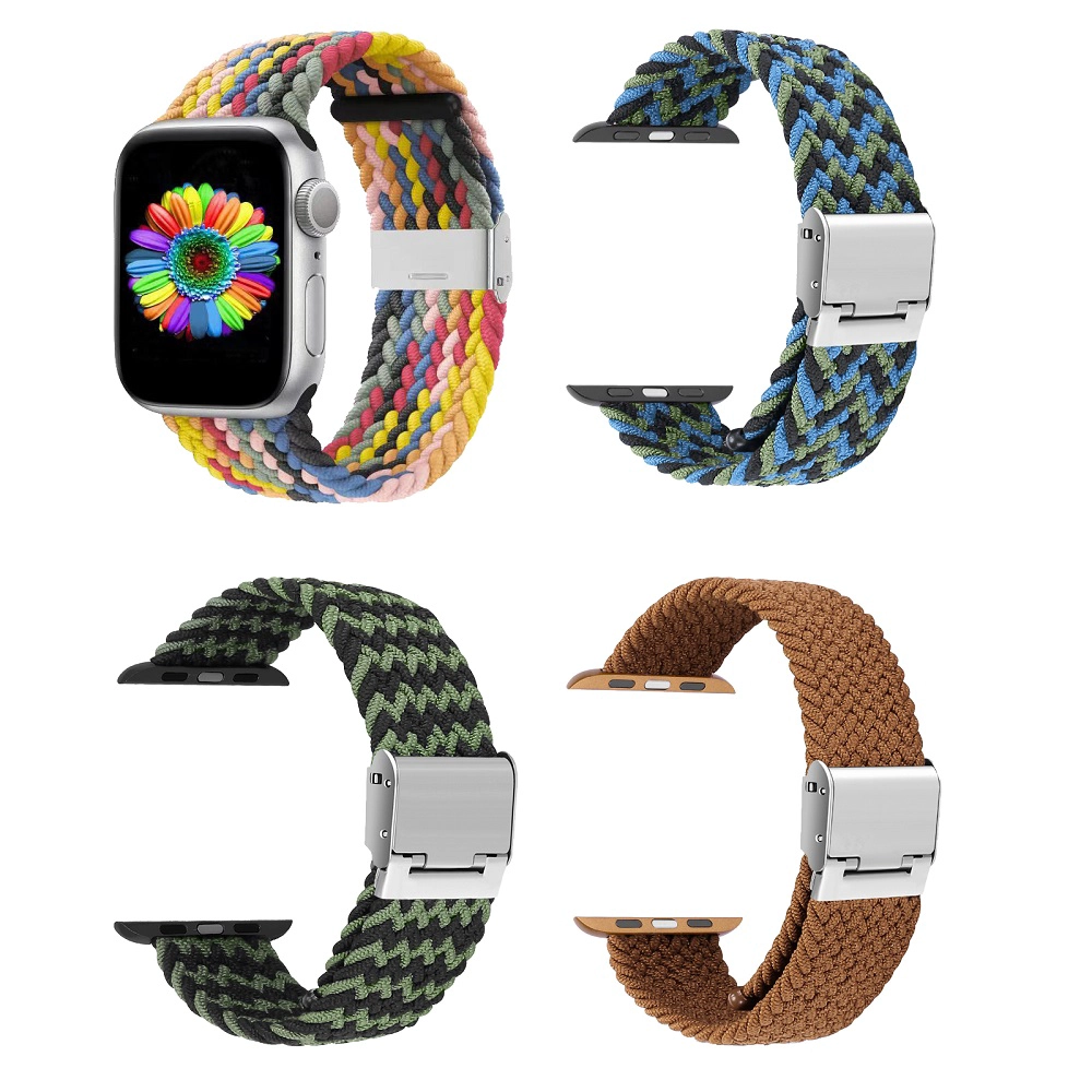 CBIW260 Elásticos ajustables Elastsics Muñequeras Bandas de bucle de nylon solitario trenzado para iWatch Series 6/5/4/3/2/1