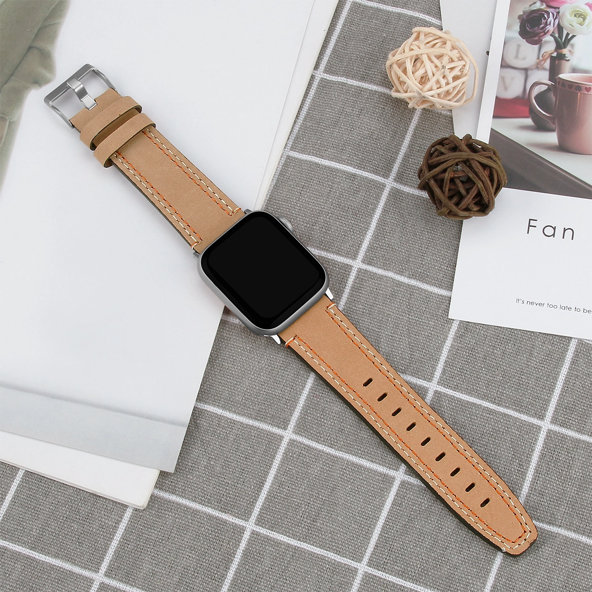 CBIW261 Womens Mes Genuine Leather Strap For Apple Watch Series SE 6 5 4 3 44mm 40mm 42mm 38mm