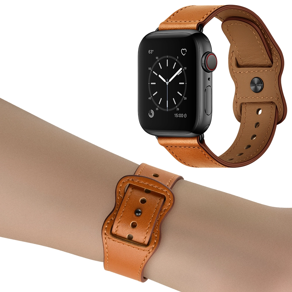 CBIW263 Top Grain Genuine Leather Watch Band Watchband For Apple Series 3 4 5 6 SE Watch Straps