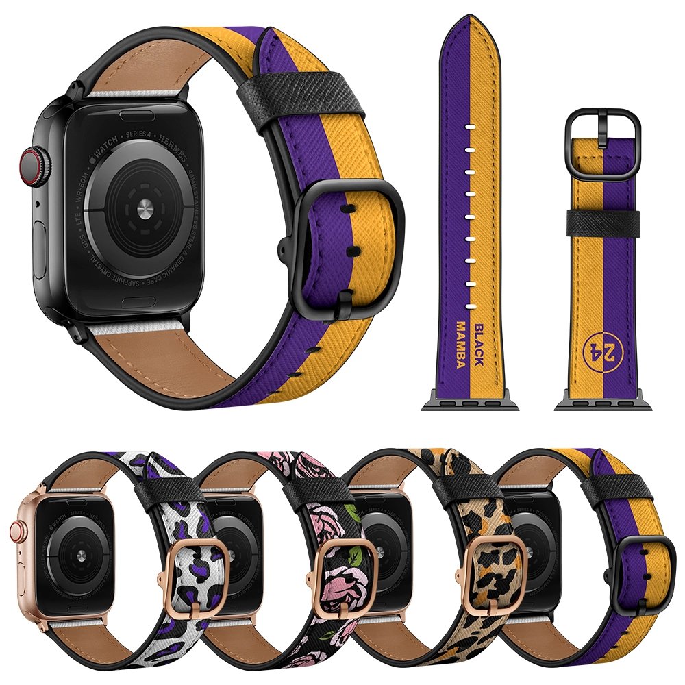CBIW264 Diseñador de lujo Impresión de cuero genuino Correa de reloj para la correa de la banda de reloj de Apple 42mm 38mm 40mm 44mm
