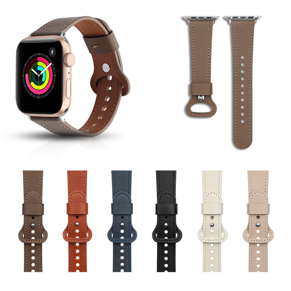 CBIW273 Genuine Leather Watchband For Apple Watch Leather Band Strap 42mm 38mm 40mm 44mm