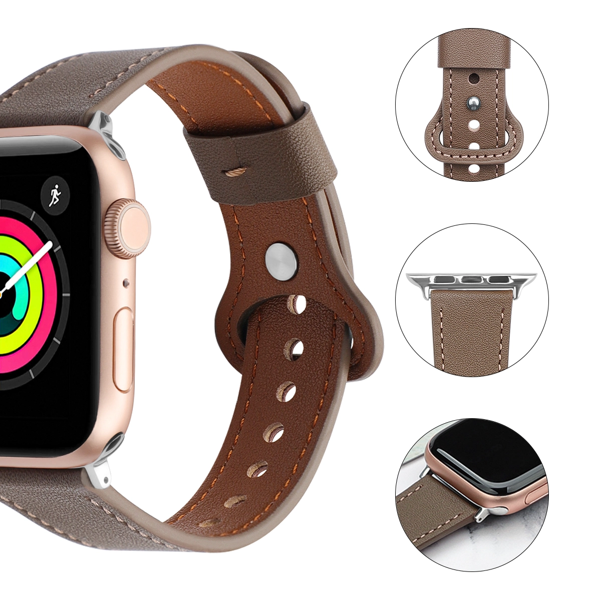 CBIW273 Genuine Leather Watchband For Apple Watch Leather Band Strap 42mm 38mm 40mm 44mm