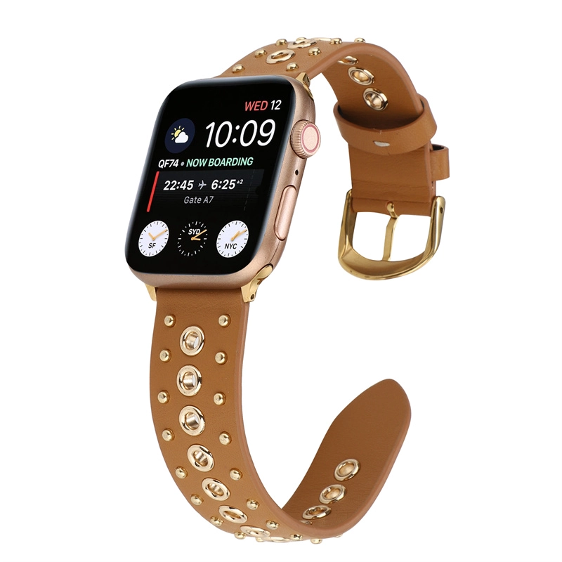 CBIW284 Banda de reloj de cuero con tachuelas para Apple Watch Ultra Series 8 7 SE 6 5 4 3