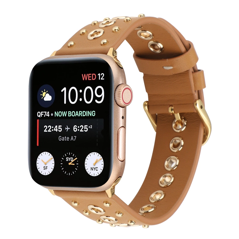 CBIW284 Banda de reloj de cuero con tachuelas para Apple Watch Ultra Series 8 7 SE 6 5 4 3