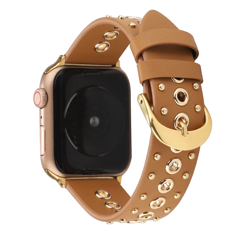 CBIW284 Banda de reloj de cuero con tachuelas para Apple Watch Ultra Series 8 7 SE 6 5 4 3