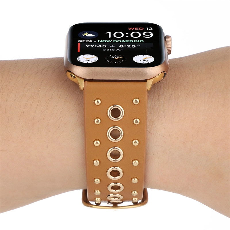 CBIW284 Banda de reloj de cuero con tachuelas para Apple Watch Ultra Series 8 7 SE 6 5 4 3