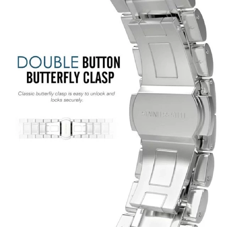 CBIW306 Premium Solid Stainless Steel Metal Replacement Band with Butterfly Buckle