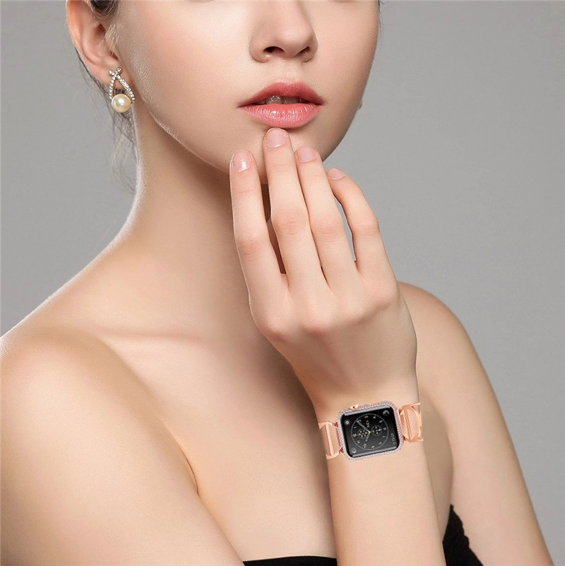 CBIW31 Hollow-Out Design Stainless Steel Cuff Bracelet Watch Band For Apple Watch