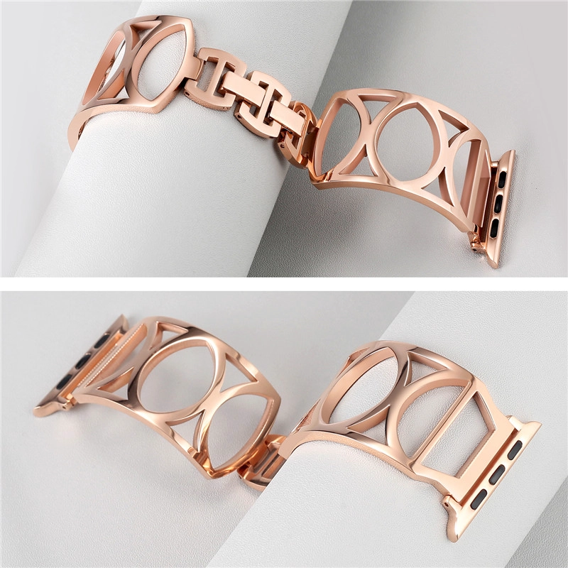 CBIW31 Hollow-Out Design Stainless Steel Cuff Bracelet Watch Band For Apple Watch