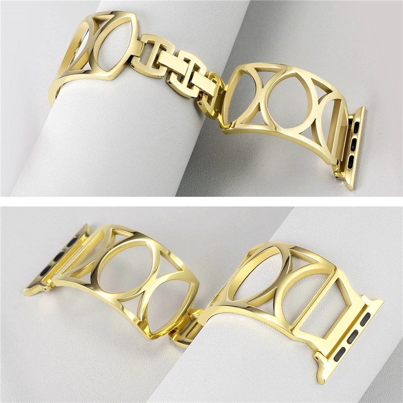 CBIW31 Hollow-Out Design Stainless Steel Cuff Bracelet Watch Band For Apple Watch