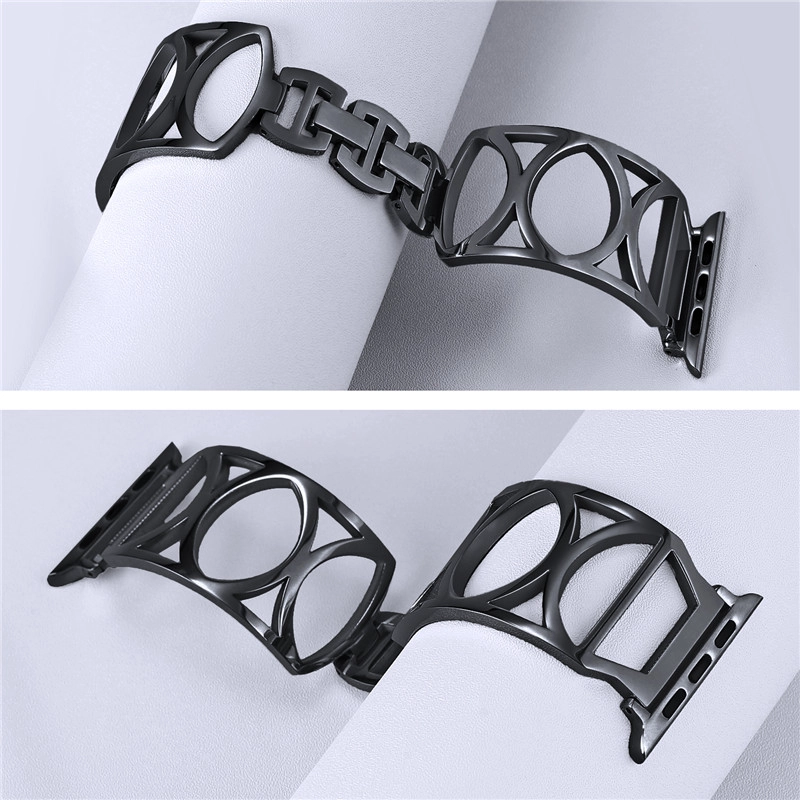 CBIW31 Hollow-Out Design Stainless Steel Cuff Bracelet Watch Band For Apple Watch