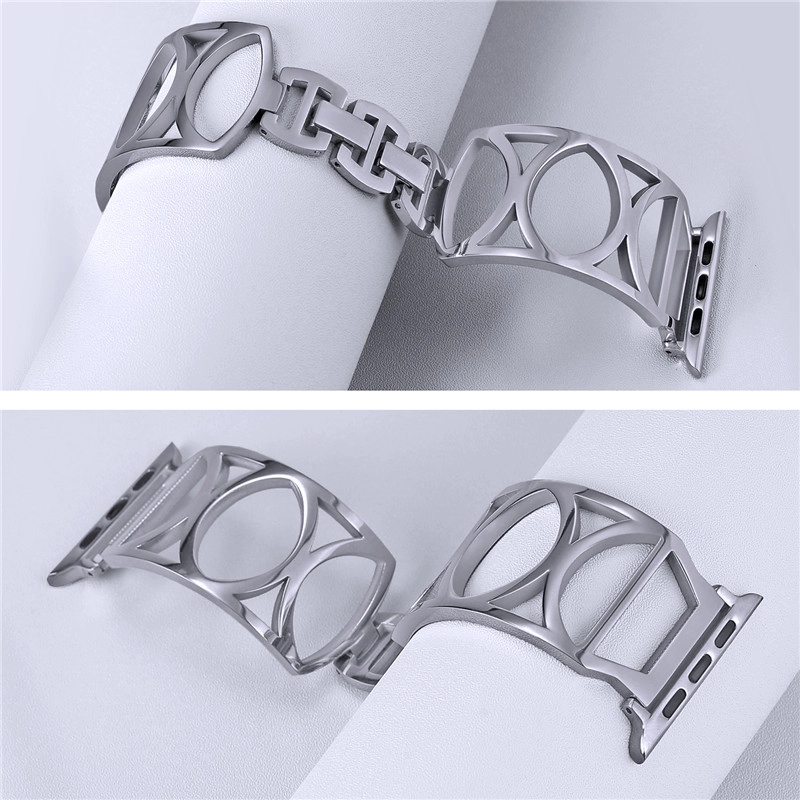CBIW31 Hollow-Out Design Stainless Steel Cuff Bracelet Watch Band For Apple Watch
