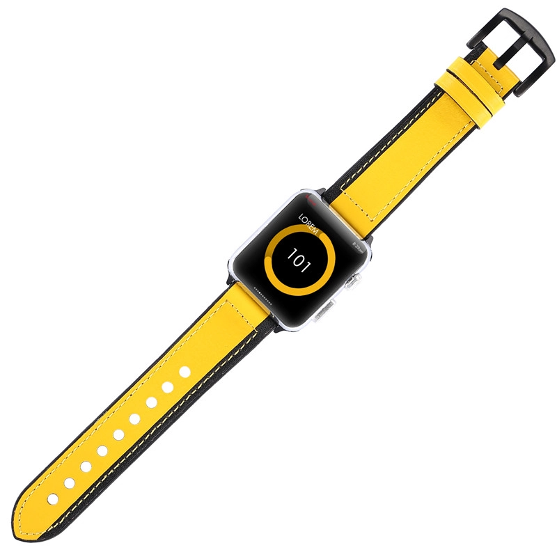 CBIW35 Contrast Color Design Hybrid Leather Silicone Watch Band For Apple Watch