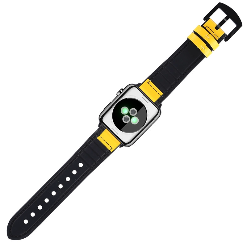 CBIW35 Contrast Color Design Hybrid Leather Silicone Watch Band For Apple Watch