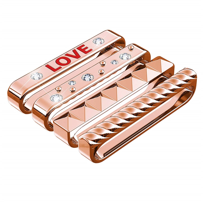 CBIW36 Decorative Metal Watch Band Loops with Rhinestones Alphabet Inlay