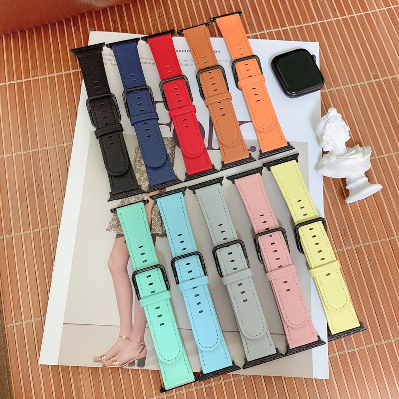 CBIW422 Charm Натуральная кожаный ремешок для Apple Watch Britband Series 5 6 3 4
