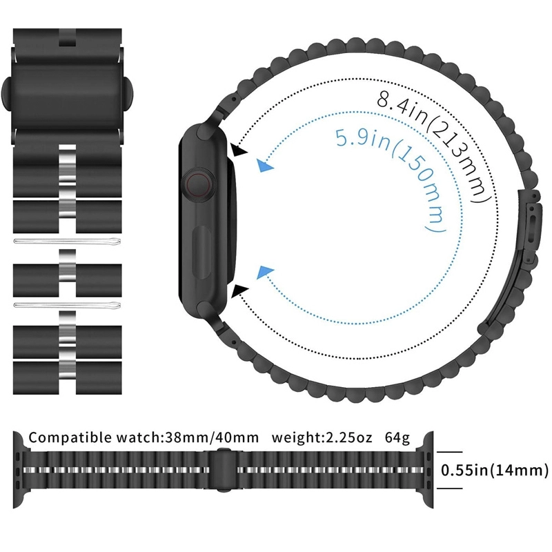 CBIW446 Chain Bracelet Stainless Steel Metal Watch Band Strap For iWatch