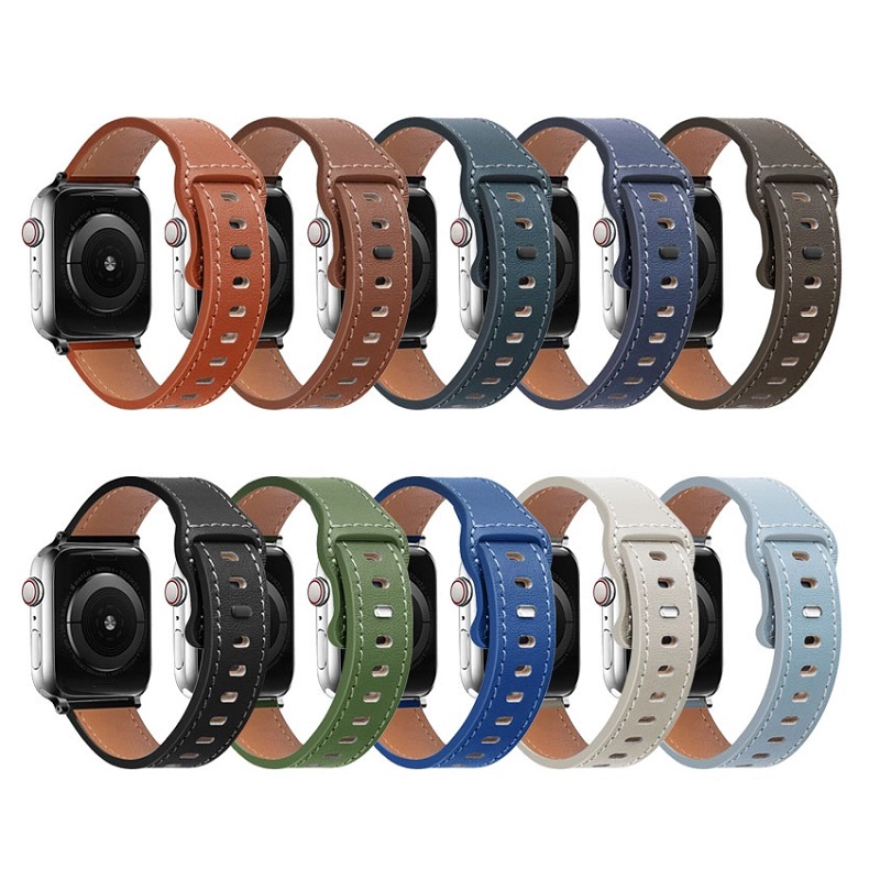 CBIW447 Moda Correas de reloj de cuero genuino para Apple Watch Series 7 Bands Strap para iWatch 41mm 45mm 38mm 40mm 42mm 44mm